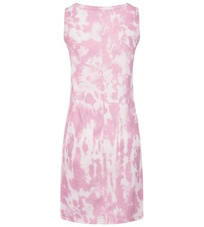 Nightgowns & Sleepshirts Fashion Womens Tie-Dye Sleeveless Loungewear Swing Loose Comfy Casual Tank Dress - Pink - C719CSWHME...