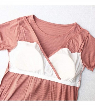 Sets Womens Causal Nurisng Pajamas/pjs Modal Maternity Breastfeeding Sleepwear Summer Short Sleeves Shirts Sets Deep Pink - C...