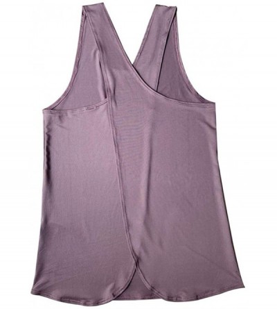 Nightgowns & Sleepshirts Womens Casual Cross Back Yoga Shirt Sleeveless Back Workout Sports Vest Racerback Gym Exercise Athle...