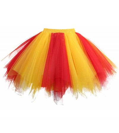 Baby Dolls & Chemises Women's Short Vintage Petticoat Skirt Ballet Bubble Tutu Multi-Colored - Z-red-gold - CS18Y3OLOSH $38.79