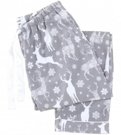 Bottoms Women's Cotton Flannel Pajama PJ Pants with Pockets - Grey Deer - C5196G5SNZE $20.62