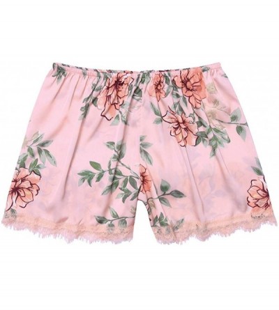 Sets Women Sleepwear Lingerie Satin Pajamas Floral Chemise Nightwear Cami Shorts Set Sexy - Pink - C8195TDZQI0 $10.99