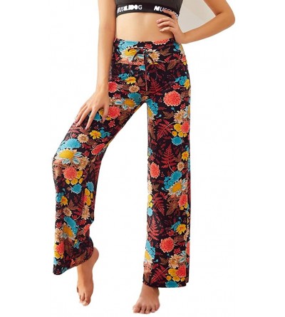 Bottoms Buttery Soft Pajama Pants for Women - Floral Print Drawstring Casual Palazzo Lounge Pants Wide Leg for All Seasons - ...