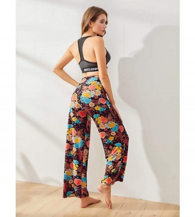 Bottoms Buttery Soft Pajama Pants for Women - Floral Print Drawstring Casual Palazzo Lounge Pants Wide Leg for All Seasons - ...