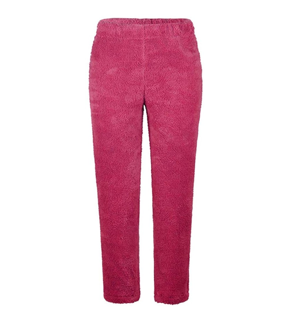 Sets Women Fleece Pants Loose Fit Fuzzy Pajama Pants Winter Warm Trousers - Rose Red1 - CE18L3A0O7Z $13.55