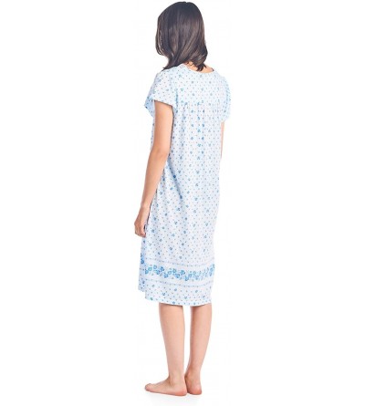 Nightgowns & Sleepshirts Women's Floral V-Neck Short Sleeve Nightgown - Floral Blue - C8186KOGSI4 $18.10