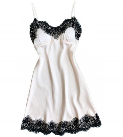 Robes Women Sexy Lace Lingerie Nightwear Underwear Robe Babydoll Sleepwear Dress - White - CT18KN8MWR5 $10.06
