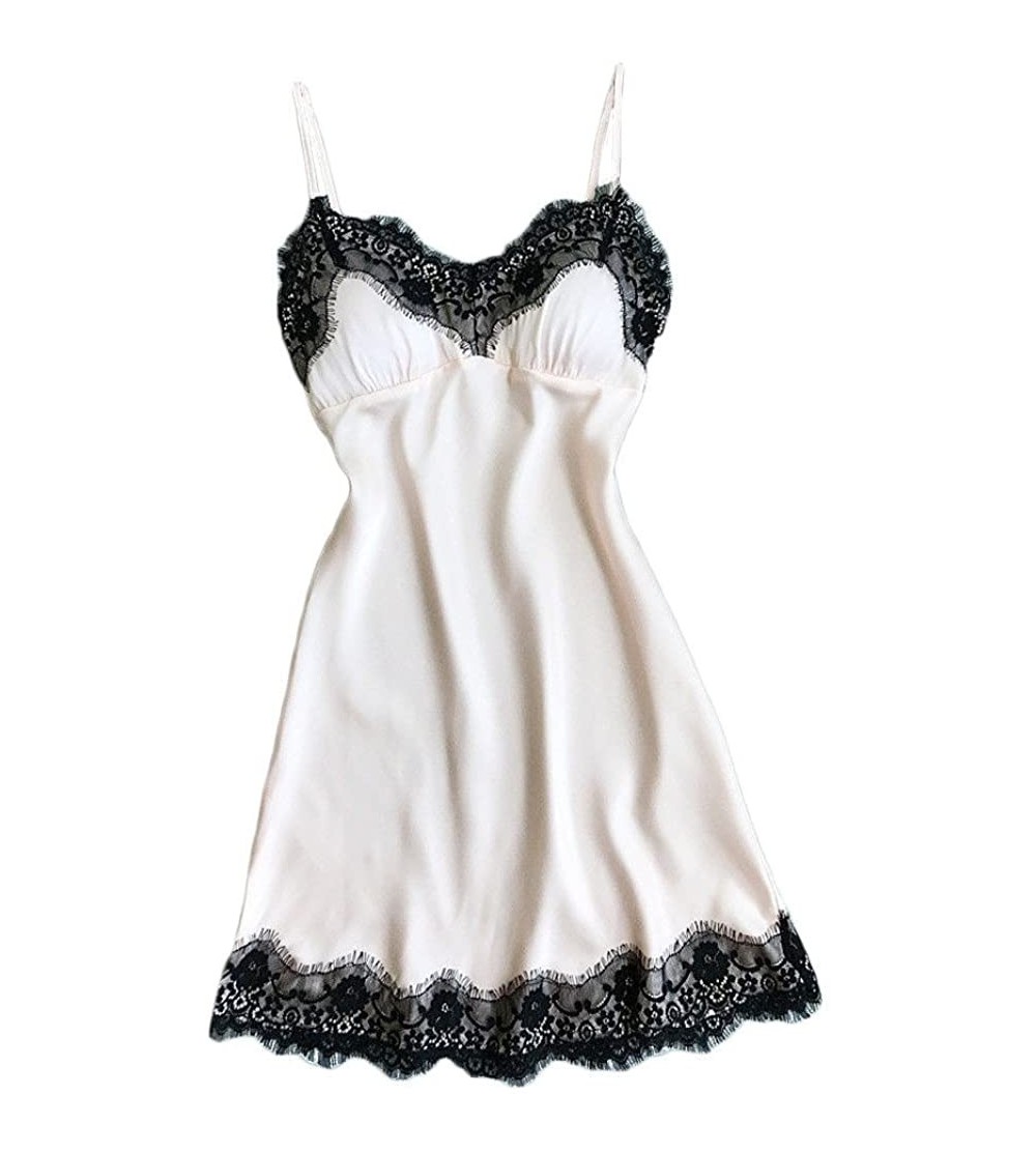 Robes Women Sexy Lace Lingerie Nightwear Underwear Robe Babydoll Sleepwear Dress - White - CT18KN8MWR5 $10.06