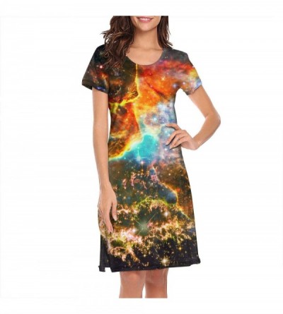 Nightgowns & Sleepshirts Girls' Nightgowns Galaxy Universe Nebula Space Pullover Crazy Short Sleeve Sleepwear - Galaxy Univer...