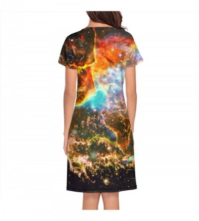 Nightgowns & Sleepshirts Girls' Nightgowns Galaxy Universe Nebula Space Pullover Crazy Short Sleeve Sleepwear - Galaxy Univer...