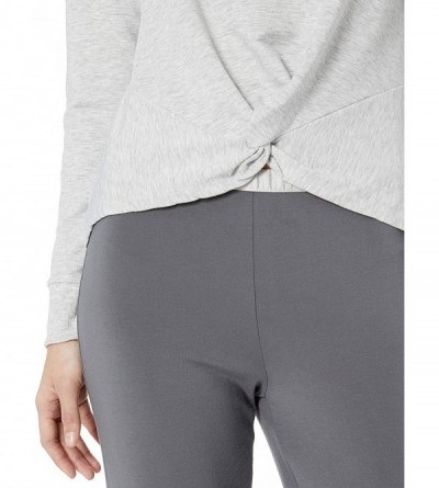 Tops Women's Loungewear French Terry Front Twist Detail Long Sleeve Top - Light Heather Grey - CZ18CGUT0RR $26.40