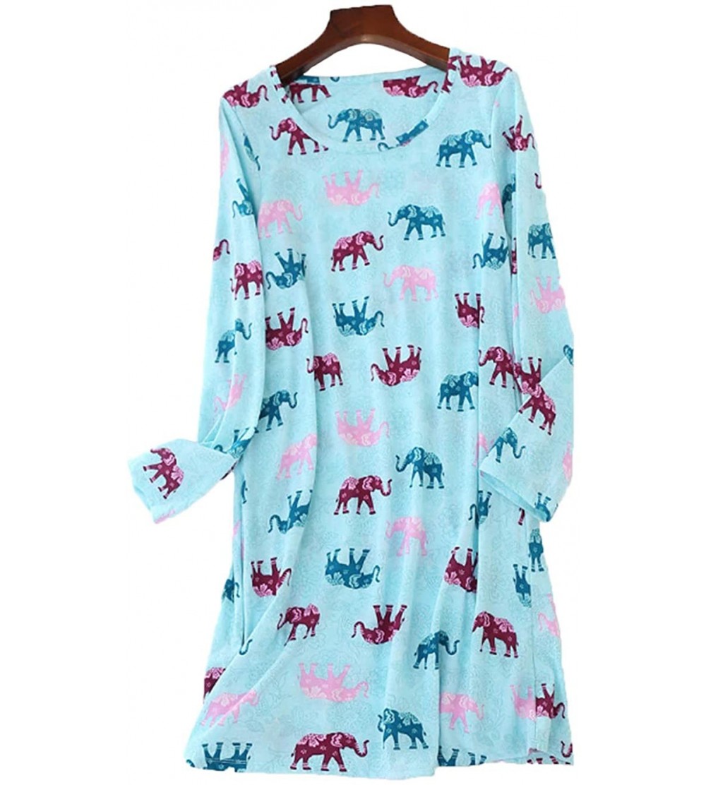 Nightgowns & Sleepshirts Women Round Neck Cartoon Print Pajamas Dress Long Sleeve Sleepwear Roomy Nightgown Cute Sleepshirt -...