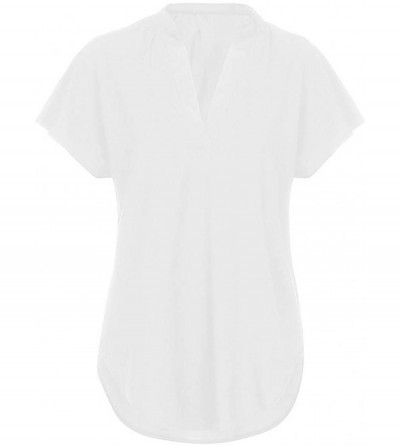 Thermal Underwear Women's T-Shirt Top Summer Fashion Chiffon Solid Color Short Sleeve Casual Shirt V-Neck Top Shirt T-Shirt -...