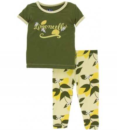 Sets Print Short Sleeve Pajama Set in Desert Rose Indian Train - Lime Blossom Lemon Tree - CM18M4CGG65 $38.25