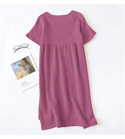 Nightgowns & Sleepshirts Cotton Women Nightgowns- Soft Comfy Lightweight Sleepwear Lounge-wear for Summer - Red - C519C9CGLXC...
