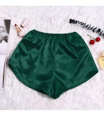 Robes Plus Size Shorts Silk Satin Sexy Pajamas Underwear For Women - Green - C6197M6LX6S $9.93