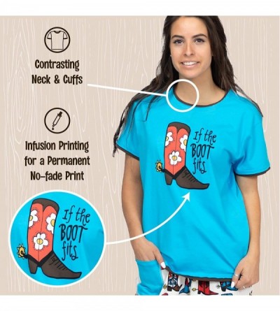 Sets Pajamas for Women- Cute Pajama Pants and Top Set- Separates - If the Boot Fits Pajama Shirt - CR18HLYZYRI $14.48
