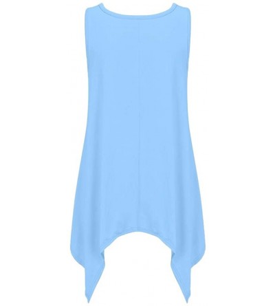 Baby Dolls & Chemises Womens Tank Tops T-Shirt Summer Shirt Loose Casual Irregular Hem Sleeveless T Shirt Blouse - Light Blue...