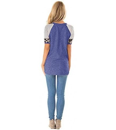 Nightgowns & Sleepshirts Women Short Sleeve Casual Comfy Leopard Stripe Sequin Tunics Loose Tops Blouse T Shirt - G-dark Blue...