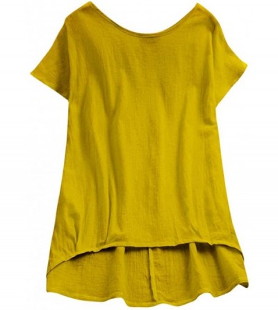 Thermal Underwear Womens Bat Short Sleeve Casual T-Shirt Loose Top Thin Section Blouse Pullover - B Yellow - CI18O523M90 $20.91