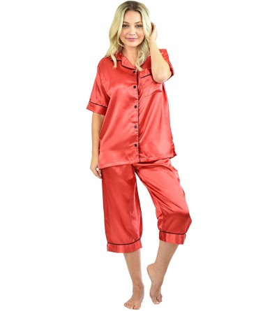 Sets Short Sleeve PJ with Cropped Pants- 5 Colors- StylePJ-10 - Red - CJ18AH7H754 $23.85