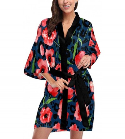 Robes Custom Watercolor Striped Women Kimono Robes Beach Cover Up for Parties Wedding (XS-2XL) - Multi 4 - C4194ADEMX3 $46.64