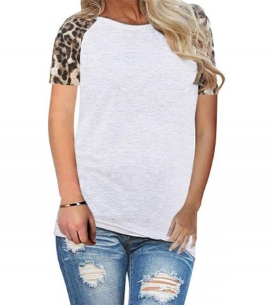 Baby Dolls & Chemises Leopard Print Tops for Women-Short Sleeve Crew Neck Patchwork Loose Casual Raglan Soft T Shirt Blouse T...