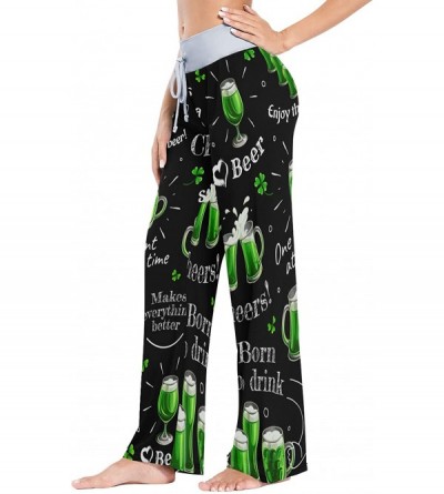 Bottoms Women's Comfy Stretch Saint Patrick's Day Green Beer Drawstring Wide Leg Pajama Pants Lounge Pants - Color 1 - CA197U...