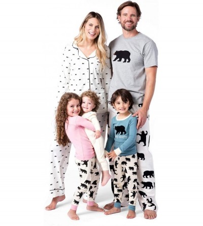 Bottoms Bear Family Pajamas - Kid's Long Sleeve Pajama Set - Black Bear on Pink - Bearly Sleeping - CW18D8G5G5M $39.28