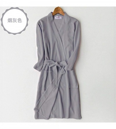 Robes Women Sleepwear Nightwear Waffle Robes Cotton Kimono Bathrobe Bridesmaid Spa Robe Loungewear - Hfg Light Blue - CK18LXG...
