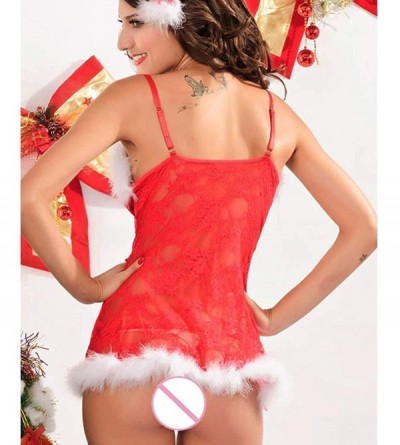Sets Christmas Sexy Lingerie for Women Underwear Braces Red Uniform Temptation Babydoll Nightdress Valentine's Day Red29 - CL...