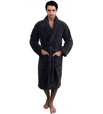 Robes Women's Super Soft Plush Bathrobe Fleece Spa Robe Made in Turkey - Charcoal - CQ11CVCP1PV $35.92