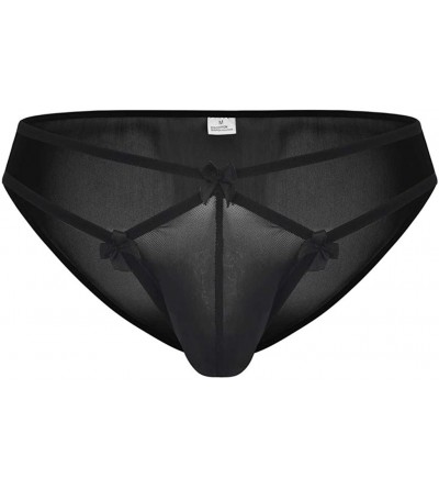 Robes Man Pantie Gauze Sexy Lace High Elastic Lingerie Knickers Underpants Underwear - Black - C9194L7XORG $10.19