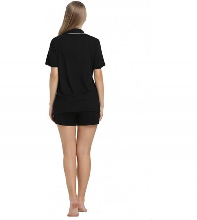 Sets Womens Pajamas Soft Bamboo - PJ Short Sets for Women - Short-black - CX18RL73984 $39.61