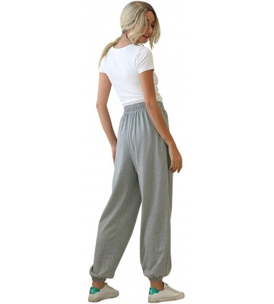 Bottoms Womens Soft Jogger Pants with Pockets High Waist Workout Lounge Sweat Pants - Grey - C01992M2TXU $20.65