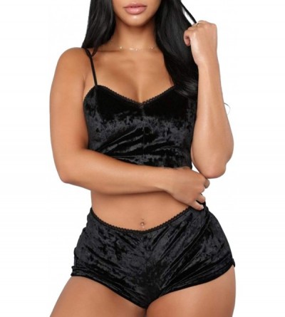 Sets Sexy Pajamas Lingerie for Women Velvet Pajamas Sets Sleepwear Leopard Romper Outfit Crop Top Camisole and Shorts Bottom ...