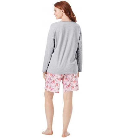 Tops Women's Plus Size Satin Trim Sleep Tee Pajama Top - Evening Blue (0820) - CM19C77EDC9 $29.02