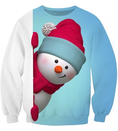 Thermal Underwear 3D Print Tops-Women Christmas Long Sleeves O-Neck Pullover Sweatshirt Blouse - Blue - C518ZXYXYE5 $17.55