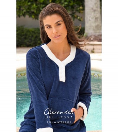 Nightgowns & Sleepshirts Women's Warm Fleece Nightgown- Long Kaftan with Pockets - Burgundy - CA18D737D80 $48.86