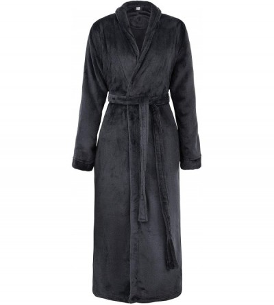 Robes Women's Luxuriously Cozy Plush Bath Robe - Black - CL18DWWEZHI $30.17
