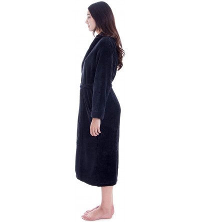 Robes Women's Luxuriously Cozy Plush Bath Robe - Black - CL18DWWEZHI $30.17