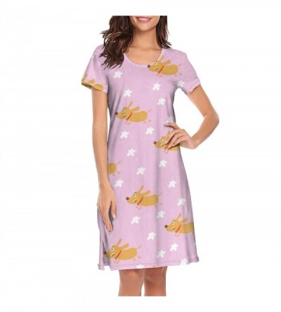 Tops Crewneck Short Sleeve Nightgown Bisexual Pride Flag聽 Printed Nightdress Sleepwear Women Pajamas Cute - Cute Corgi Dog - ...