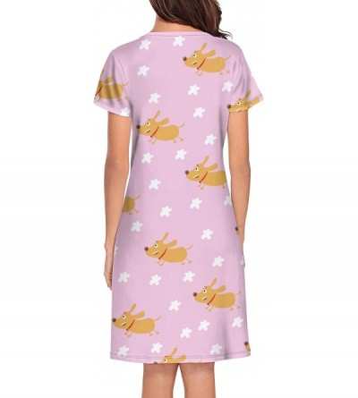 Tops Crewneck Short Sleeve Nightgown Bisexual Pride Flag聽 Printed Nightdress Sleepwear Women Pajamas Cute - Cute Corgi Dog - ...