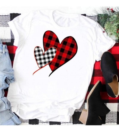 Nightgowns & Sleepshirts Women's Valentine Shirt- Adeliberr Heart-Shaped Cute Graphic Print Shirt Shirt T-Shirt Short Sleeve ...