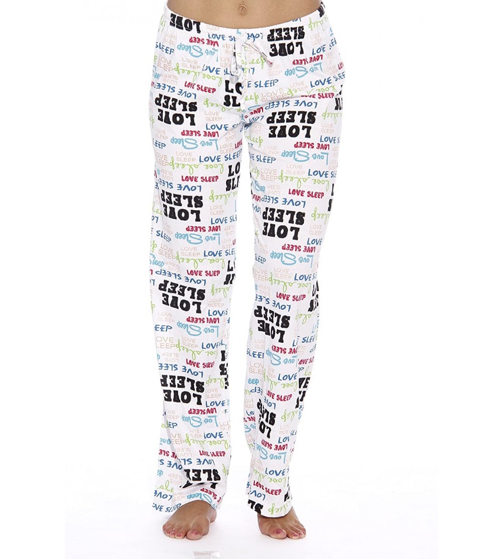 Bottoms 100% Cotton Jersey Knit Women Pajama Pants/Sleepwear - Love Sleep White - C312JSWXSLF $12.41