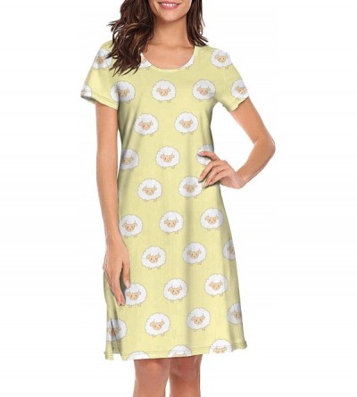 Tops Nightgown Womens Night Shirt for Sleeping Sleepwear Short Sleeve Shirts - White-134 - C6198OO95EQ $27.63