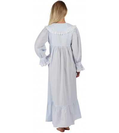 Nightgowns & Sleepshirts Amelia 100% Cotton Victorian Nightgown with Pockets 7 Sizes - Blue - CE18NUKXDHW $40.86