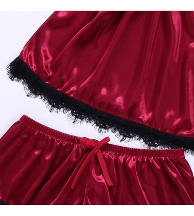 Nightgowns & Sleepshirts Womens Sexy Lace Passion Lingerie Babydoll Nightwear 2PC Set - Wine - CG18SQ9QMZT $10.45