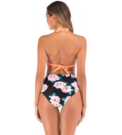 Thermal Underwear Women High Waist Bikini Push Up Bikinis Print Swimsuit Female Beachwear Swimwear - A6-pink - CZ1962GT34O $9.90