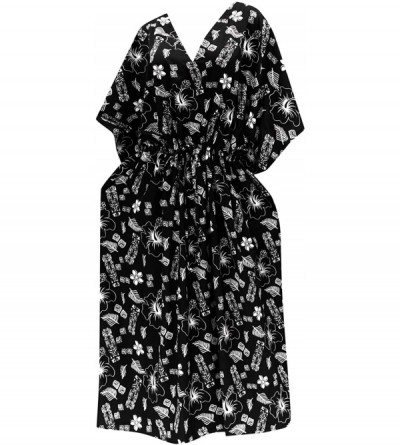 Nightgowns & Sleepshirts Women's Maxi Caftan Evening Gowns Casual Dress Cover Ups Drawstring - Halloween Black_i614 - C917YII...